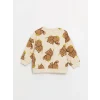 LCW baby Bej Bisiklet Yaka Baskılı Erkek Bebek Sweatshirt ve Eşofman Alt 2li