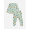 LCW baby Yeşil Bisiklet Yaka Uzun Kollu Desenli Erkek Bebek Pijama Takımı