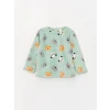 LCW baby Yeşil Bisiklet Yaka Uzun Kollu Desenli Erkek Bebek Pijama Takımı