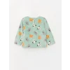 LCW baby Yeşil Bisiklet Yaka Uzun Kollu Desenli Erkek Bebek Pijama Takımı