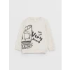 LCW baby Ekru Baskılı Uzun Kollu Erkek Bebek Sweatshirt 2li