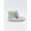 LCW STEPS Gri 3D Aplike Detaylı Nakışlı Erkek Bebek Ev Botu