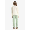 Defacto F6219A8ER134 Ekru Kız Çocuk Pijama Takımı Baskılı Uzun Kollu Üst Desenli Uzun Alt