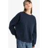 Defacto A4177AXNV146 Lacivert Coool Oversize Geniş Kalıp Bisiklet Yaka Basic Düz Sweatshirt