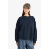 Defacto A4177AXNV146 Lacivert Coool Oversize Geniş Kalıp Bisiklet Yaka Basic Düz Sweatshirt