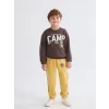 LCW Kids Kahverengi Baskılı Erkek Çocuk Kalın Sweatshirt