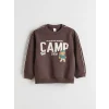 LCW Kids Kahverengi Baskılı Erkek Çocuk Kalın Sweatshirt