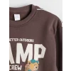 LCW Kids Kahverengi Baskılı Erkek Çocuk Kalın Sweatshirt