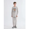 LCW Kids Gri Bisiklet Yaka Erkek Çocuk Pijama Takımı