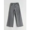 LCW Kids Gri Wideleg Kız Çocuk Jean Pantolon