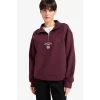 Defacto F7888AXBR34 Bordo Regular Fit Yarım Fermuarlı Baskılı Sweatshirt