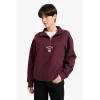 Defacto F7888AXBR34 Bordo Regular Fit Yarım Fermuarlı Baskılı Sweatshirt