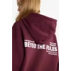 Defacto G3874AXBR171 Bordo Oversize Geniş Kalıp Kapüşonlu Sırt Baskılı Sweatshirt