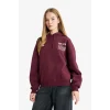 Defacto G3874AXBR171 Bordo Oversize Geniş Kalıp Kapüşonlu Sırt Baskılı Sweatshirt