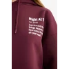 Defacto G3874AXBR171 Bordo Oversize Geniş Kalıp Kapüşonlu Sırt Baskılı Sweatshirt