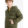 Defacto E9212A8KH444 Haki Erkek Çocuk Su İtici Kapüşonlu Fermuarlı Şişme Mont