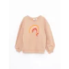 LCW Kids Bej Bisiklet Yaka Baskılı Uzun Kollu Kız Çocuk Sweatshirt