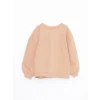 LCW Kids Bej Bisiklet Yaka Baskılı Uzun Kollu Kız Çocuk Sweatshirt
