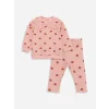 LCW baby Pembe Bebe Yaka Kız Bebek Sweatshirt ve Tayt 2li Takım