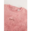LCW baby Pembe Bisiklet Yaka Pelüş Kız Bebek Sweatshirt ve Tayt Pantolon 2li Takım