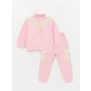LCW baby Pembe Balıkçı Yaka Uzun Kollu Kız Bebek Sweatshirt ve Pantolon 2li Takım