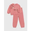 LCW baby Pembe Bisiklet Yaka Uzun Kollu Kız Bebek Sweatshirt ve Pantolon 2li Takım