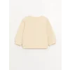 LCW baby Bej Bisiklet Yaka Uzun Kollu Baskılı Kız Bebek Sweatshirt ve Tayt 2li Takım