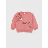 LCW baby Pembe Bisiklet Yaka Uzun Kollu Kız Bebek Sweatshirt ve Pantolon 2li Takım