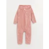 LCW baby Pembe Kapüşonlu Uzun Kollu Kız Bebek Pelüş Tulum