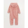 LCW baby Pembe Kapüşonlu Uzun Kollu Kız Bebek Pelüş Tulum