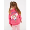LCW baby Pembe Polo Yaka Baskılı Kız Bebek Sweatshirt