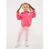 LCW baby Pembe Polo Yaka Baskılı Kız Bebek Sweatshirt