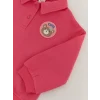 LCW baby Pembe Polo Yaka Baskılı Kız Bebek Sweatshirt