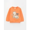 LCW baby Yeşil Bisiklet Yaka Uzun Kollu Baskılı Kız Bebek Sweatshirt 2li
