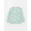 LCW baby Yeşil Bisiklet Yaka Uzun Kollu Baskılı Kız Bebek Sweatshirt 2li