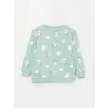 LCW baby Yeşil Bisiklet Yaka Uzun Kollu Baskılı Kız Bebek Sweatshirt 2li
