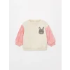LCW baby Ekru Bisiklet Yaka Kız Bebek Sweatshirt