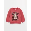 LCW baby Pembe Bisiklet Yaka Uzun Kollu Baskılı Kız Bebek Sweatshirt
