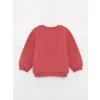 LCW baby Pembe Bisiklet Yaka Uzun Kollu Baskılı Kız Bebek Sweatshirt