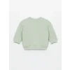 LCW baby Yeşil Bisiklet Yaka Uzun Kollu Baskılı Kız Bebek Sweatshirt