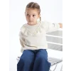 LCW baby Ekru Bisiklet Yaka Kız Bebek Fırfırlı Sweatshirt