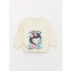 LCW baby Ekru Bisiklet Yaka Uzun Kollu Baskılı Kız Bebek Sweatshirt