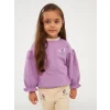 LCW baby Mor Bisiklet Yaka Uzun Kollu Nakışlı Kız Bebek Sweatshirt
