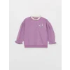 LCW baby Mor Bisiklet Yaka Uzun Kollu Nakışlı Kız Bebek Sweatshirt