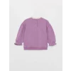 LCW baby Mor Bisiklet Yaka Uzun Kollu Nakışlı Kız Bebek Sweatshirt