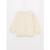 LCW baby Ekru Bisiklet Yaka Uzun Kollu Baskılı Kız Bebek Sweatshirt