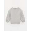 LCW baby Gri Bisiklet Yaka Baskılı Kız Bebek Sweatshirt