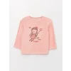LCW baby Pembe Bisiklet Yaka Uzun Kollu Baskılı Kadife Kız Bebek Pijama Takımı