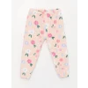 LCW baby Pembe Bisiklet Yaka Uzun Kollu Desenli Pelüş Kız Bebek Pijama Takımı