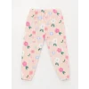LCW baby Pembe Bisiklet Yaka Uzun Kollu Desenli Pelüş Kız Bebek Pijama Takımı